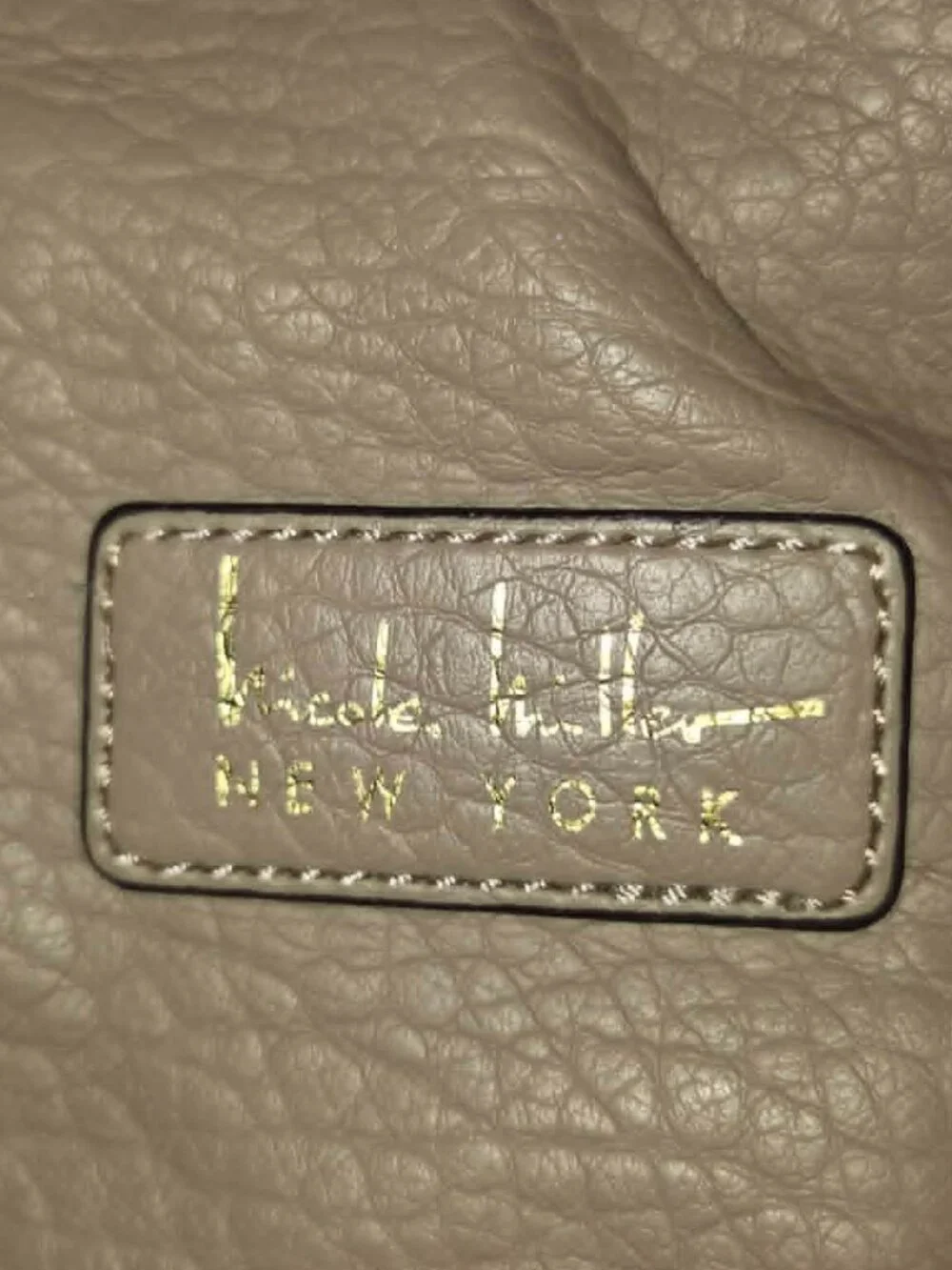 Nicole Miller New York Taupe Faux Leather Shoulder Tote Bag Crossbody Purse